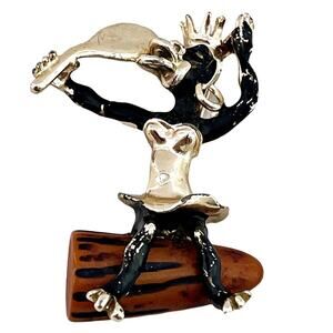 Vintage Charles F Worth CFW African Native Woman Mirror Bakelite Brooch Pin